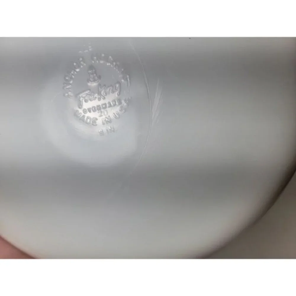 Anchor Hocking Fire King Green Meadow Milk Glass 9 Inch #429 Oven Proof made USA